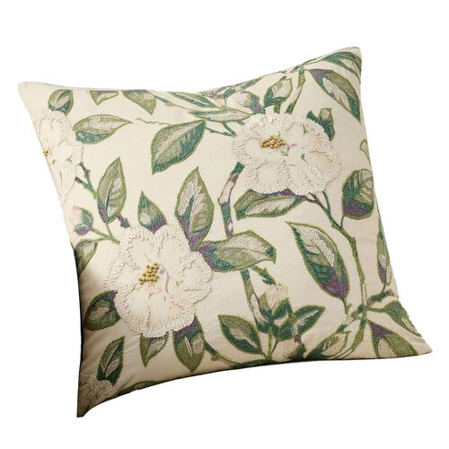 Pottery Barn Vintage Islands Magnolia Emb Cushion Cover 56cm Green
